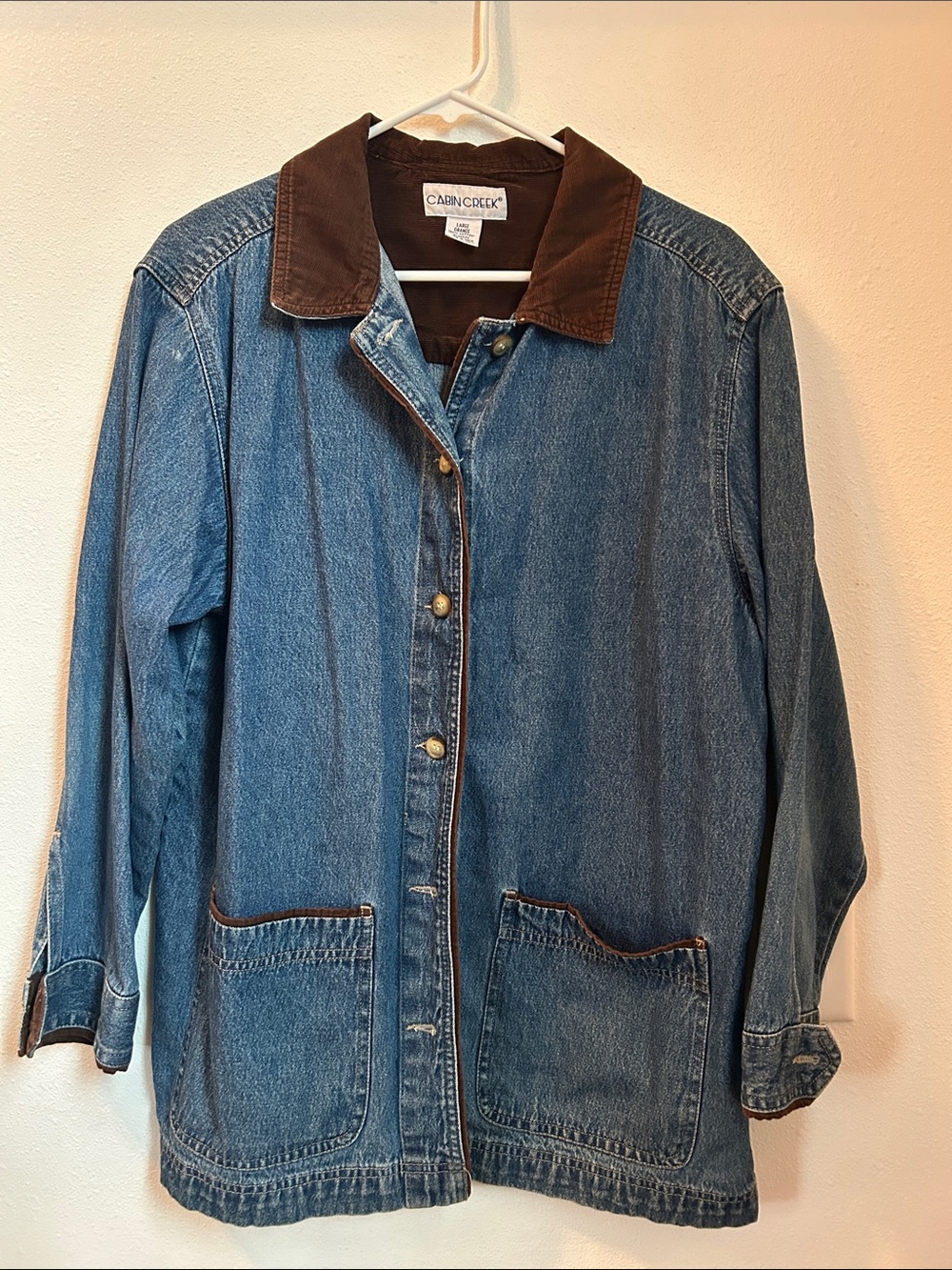 The PERFECT barn coat with Brown Corduroy Collar - womens size large